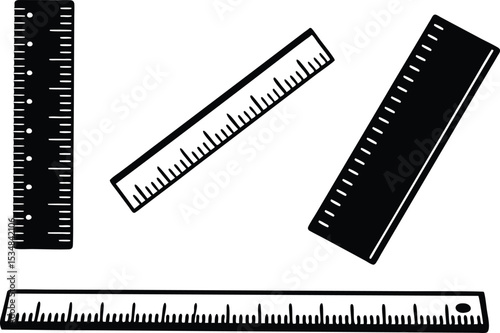 Silhouette Ruler Vector Icon on White Background.
