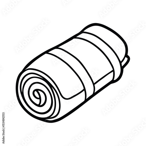 Beach towel rolled and ready for sunbathing Line Art Vector illustration