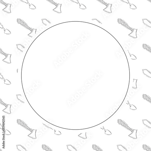 construction frame. doodle construction tool circle frame. hand drawn construction frame background. construction tool background