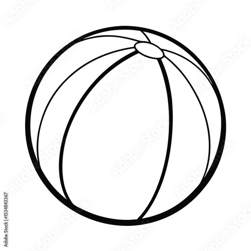 Colorful beach ball bouncing in summer breeze Line Art Vector illustration