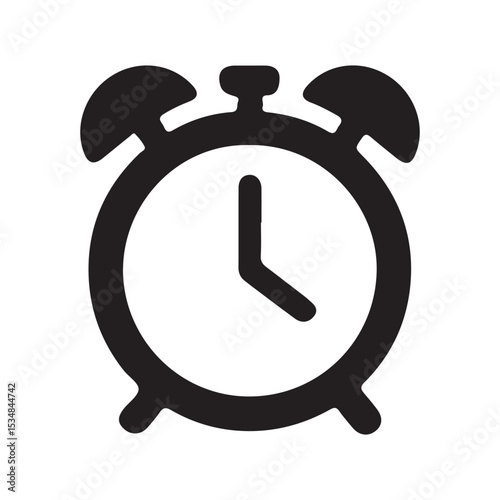 Alarm clock icon illustration silhouette vector art on white background.