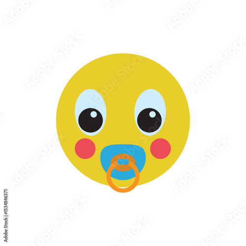 Baby smiley with pacifier emoticon icon