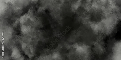 abstract black and gray isolated cloud cumulus clouds. Gray aquarelle painted realistic fog or mist smoky textured canvas design. White and ash messy wall stucco texture background.