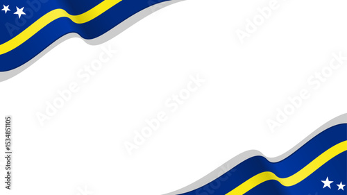 waving curacao flag frame background with copy space for text. curacao national day