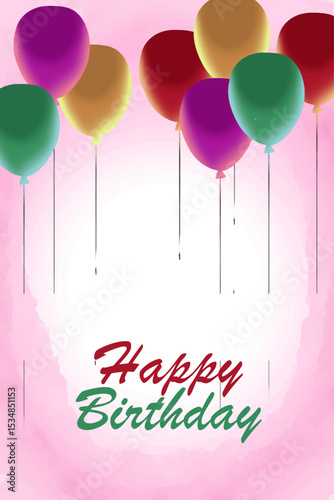 Happy birthday card. Trendy greeting cards with colorfull baloon illustration