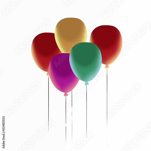 Colorful Balloons Cluster Celebrating Joyful Events with Vibrant Colors