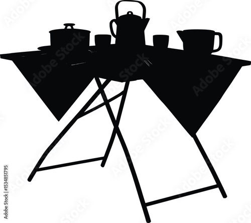 Picnic Time Vector Illustration of a Folding Table Setting