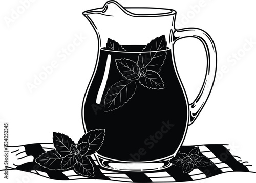Picnic Time Refreshing Mint Beverage Vector Illustration