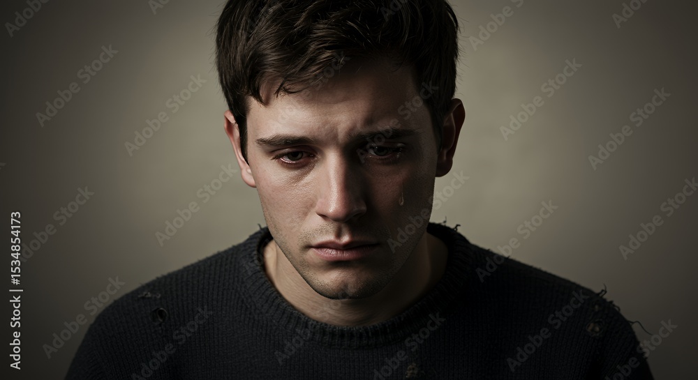 Fototapeta premium Portrait of a Sad Young Man