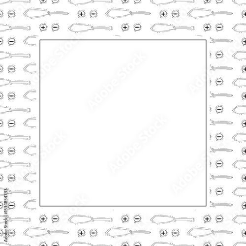 construction frame. doodle construction tool square frame. hand drawn construction frame background. construction tool background