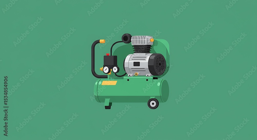 Fototapeta premium Green Air Compressor Illustration