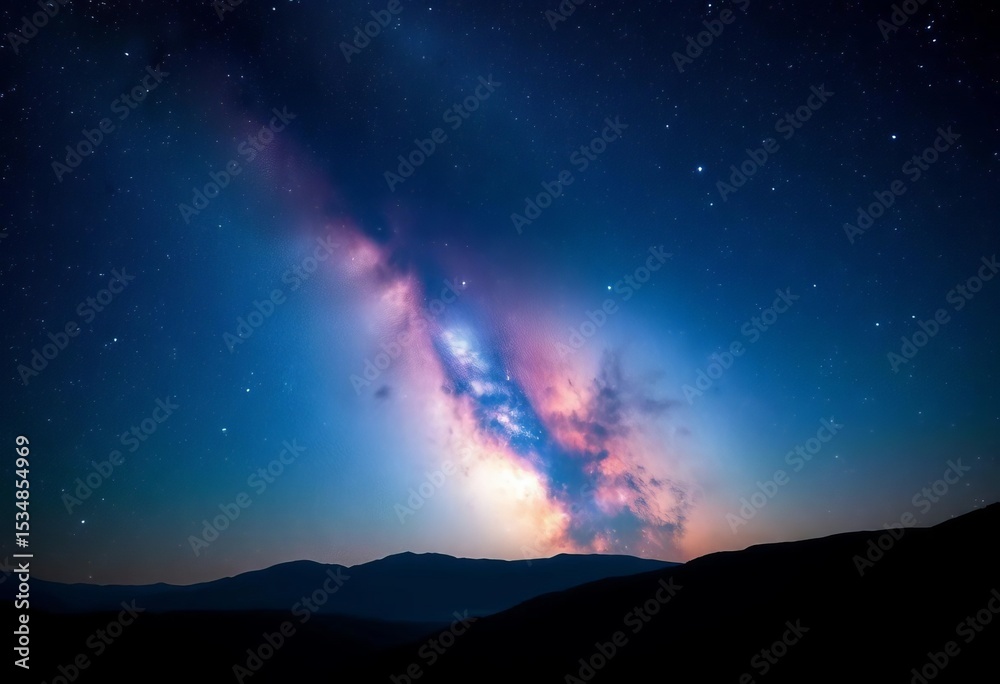 Fototapeta premium Dreamy cosmic night sky, starscape, celestial event, artistic digital painting, ethereal, digital