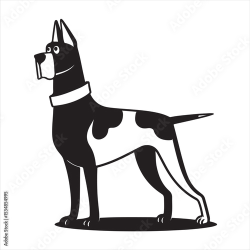 Realistic great dane dog silhouette in a minimal coloring page for children vector illustration
