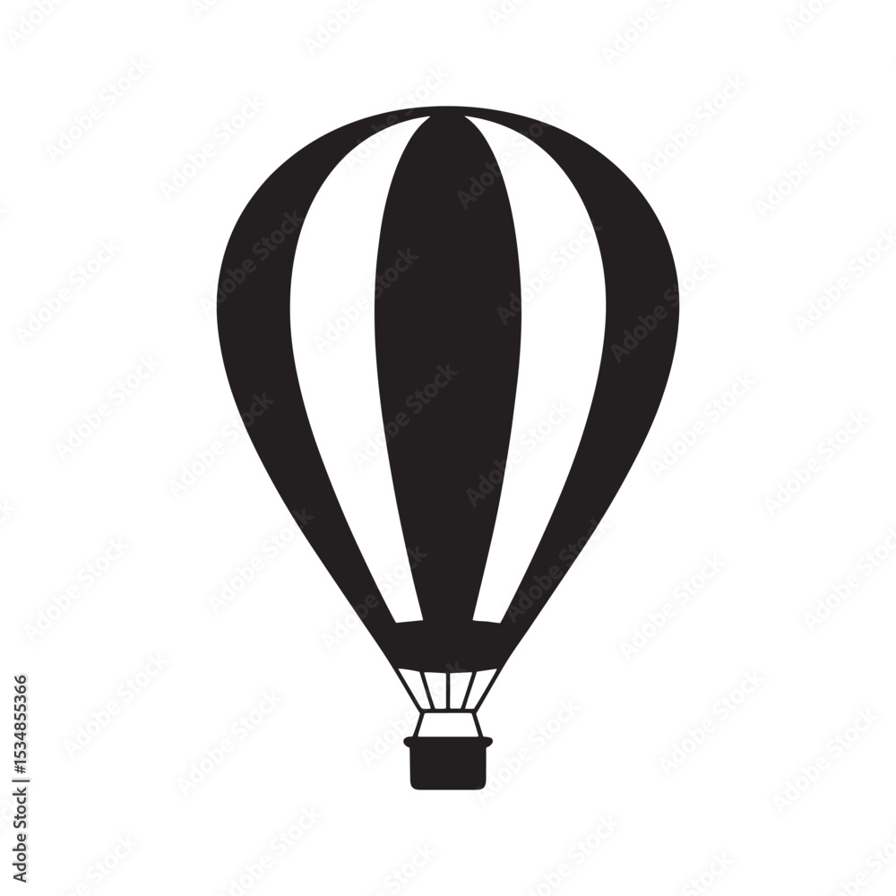 Naklejka premium Hot Air Balloon Silhouette Vector | Travel & Adventure Symbol