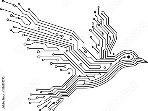 Digital bird circuitry technology concept representing connectivity peace and innovation