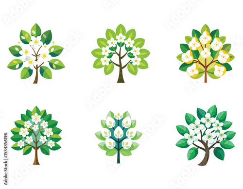 a pear tree flower icon with clustered white petal