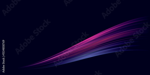 Abstract pink and blue dynamic speed lines on dark blue background graphic illustration have blank space.