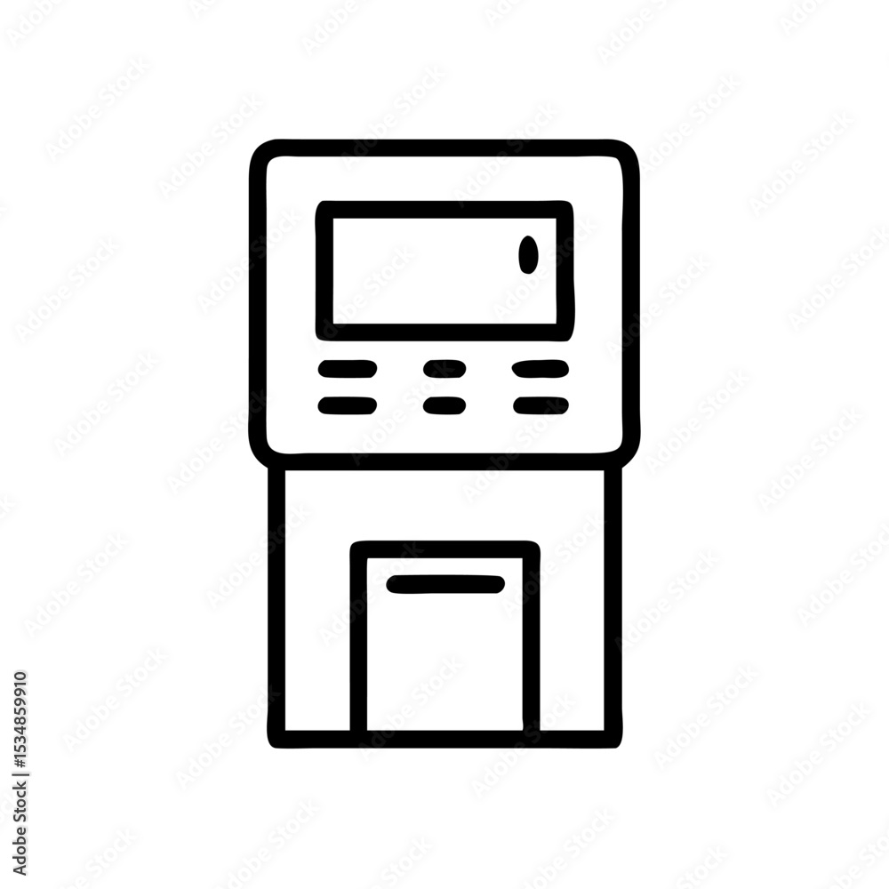 Minimalist Black Line ATM Machine Icon – Simple Bank Cash Withdrawal Interface Symbol for Finance and Banking Apps or Websites Minimalist Black Line ATM Machine Icon – Simple Bank Cash Withdrawal Interface Symbol for Finance and Banking Apps or Websites