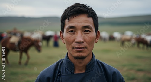 Mongolian Nomad Portrait: A Peaceful Gaze