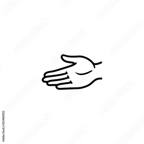 Minimalist Line Drawing of a Hand with Fingers and Palm Facing Upward
