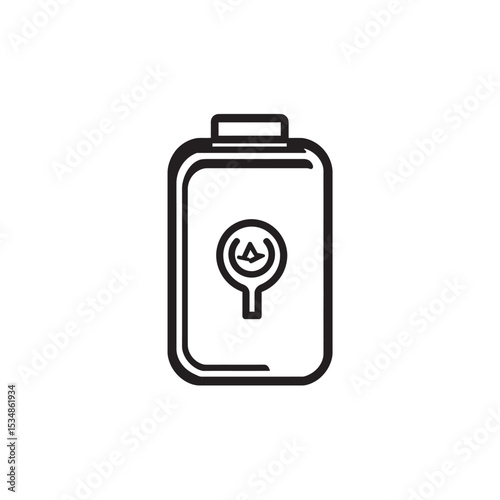 Minimalist Line Drawing of a Water Heater Tank with Thermostat Icon Included