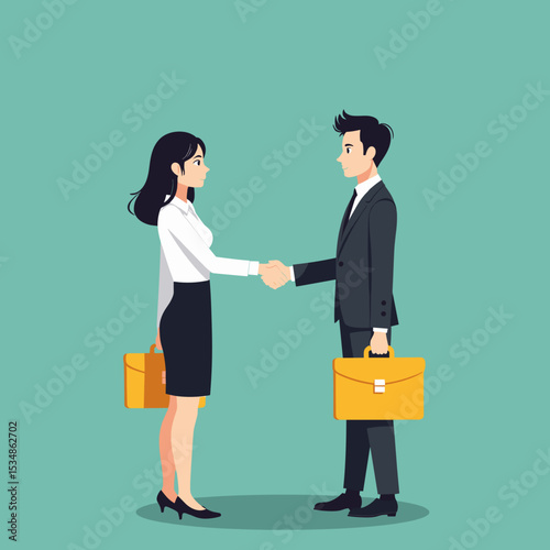 Agreement Icon - Handshake Symbol in Flat Design for Greeting and Meeting