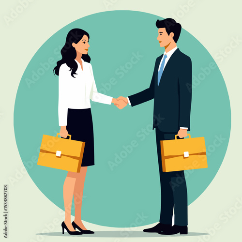 Agreement Icon - Handshake Symbol in Flat Design for Greeting and Meeting
