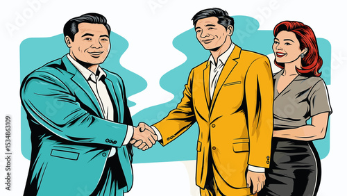 Agreement Icon - Handshake Symbol in Flat Design for Greeting and Meeting