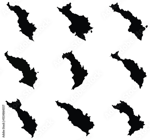 Vector Illustration of Nine Island Maps
