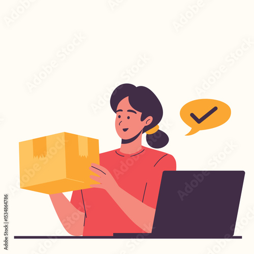 Set of an Supply Chain Holding Package Character Illustration