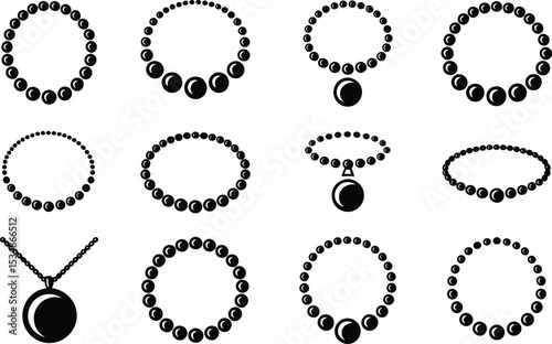 Elegant collection of black bead necklace designs suitable for jewelry and fashion concepts
