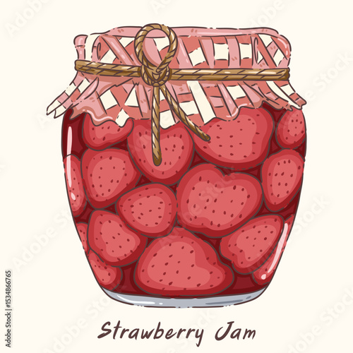 strawberry jam in glass jar