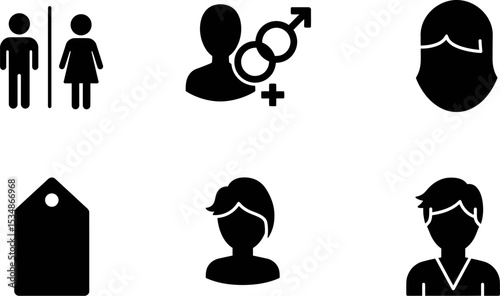 Gender identity icons set vector illustration of restroom signs and gender symbols for diverse inclusivity editable stock vector illustration