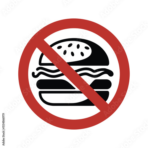 No Burger Fast Food Prohibition Sign
