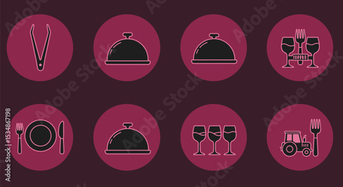 Restaurant food service icons set vector illustration graphic design concept for website and app 100 char editable stock vector illustration
