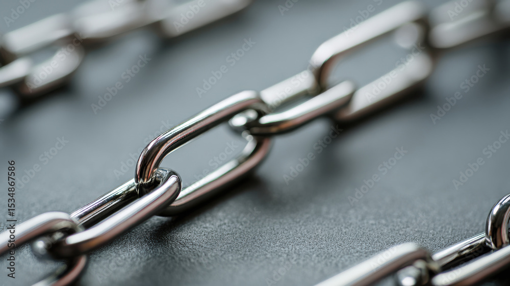 Fototapeta premium Close-up shot of a silver metal chain with links, highlighting its texture and pattern