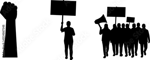 Protest march demonstration rally activism rights movement social justice equality empowerment community voice editable stock vector illustration