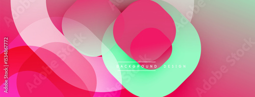 Abstract colorful layers create dynamic visual effect. Pink, green hues blend, forming modern background design. Smooth gradients dominate composition.