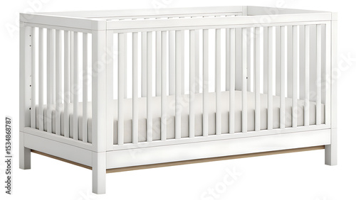 White Wooden Baby Crib Isolated