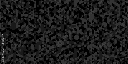 Abstract geometric wall tile and metal cube background triangle wallpaper. Seamless geometric pattern low polygon backdrop background. Black  diamond overlap polygonal background.	