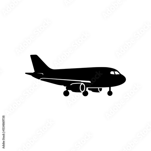 Silhoutte cargo airplane flat vector 
