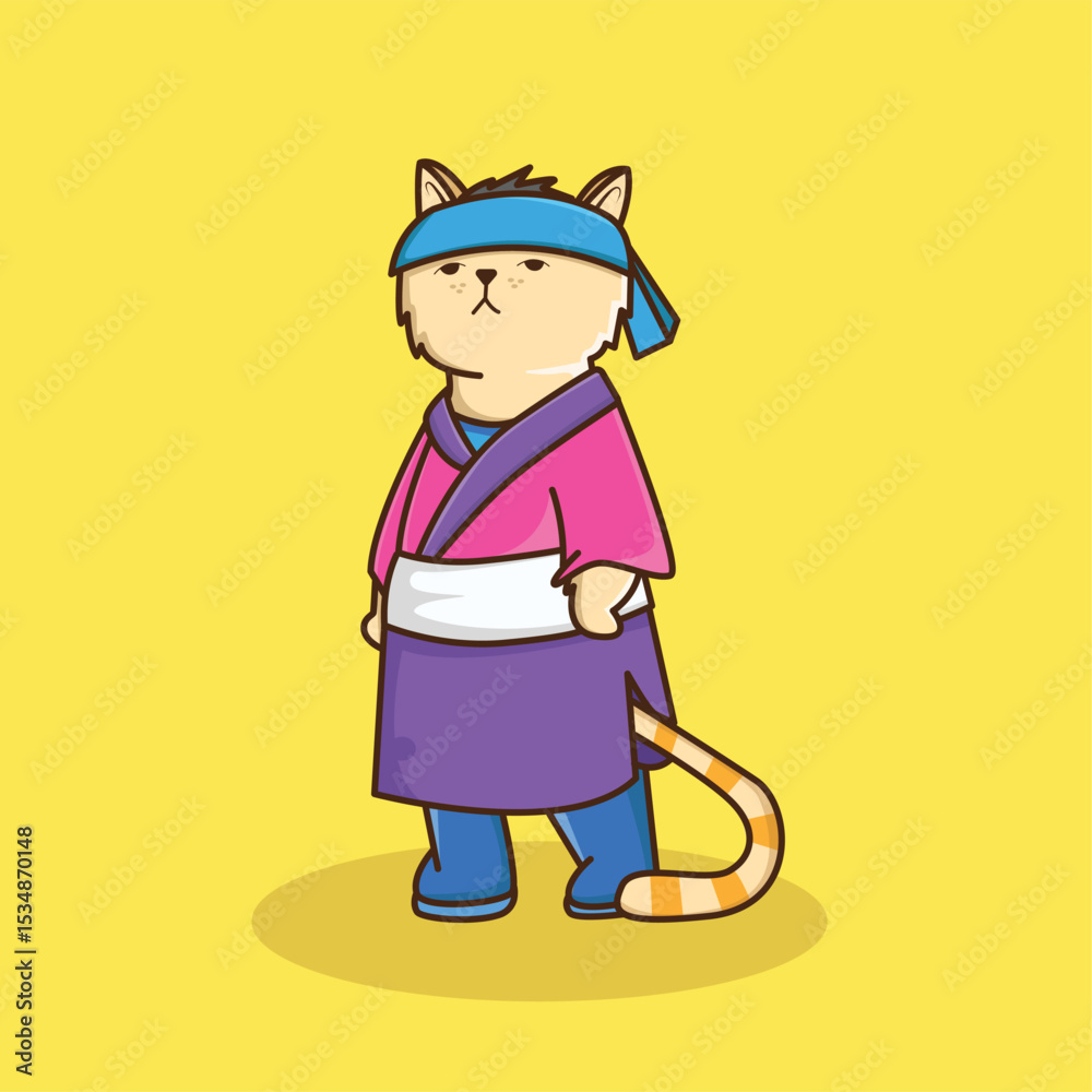 cat wit samurai outfit