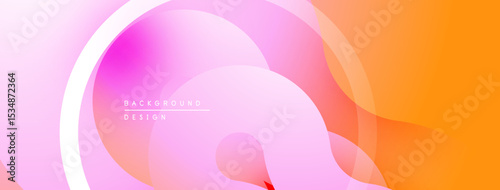 Abstract fluid shapes, vibrant pinks, oranges blend. Modern design, smooth gradients create dynamic visual flow. Background texture appears soft.