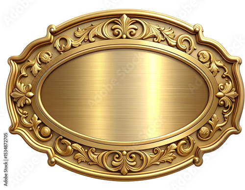 Elegant Brass Name Tag with Ornamental Frame  Transparent PNG