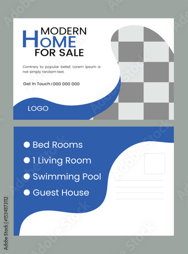  Minimal and modern real estate or home for sale Postcard design
