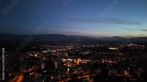 Night Aerial of Fribourg taken from Torry