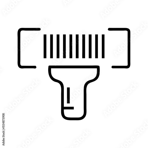 Barcode Scanner Line Icon – Minimalist Black Outline Symbol for Product Scanning, Inventory Management, Retail Checkout, and Point of Sale Systems