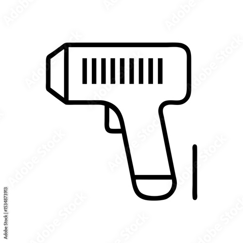 Barcode Scanner Line Icon – Minimalist Black Outline Symbol for Product Scanning, Inventory Management, Retail Checkout, and Point of Sale Systems
