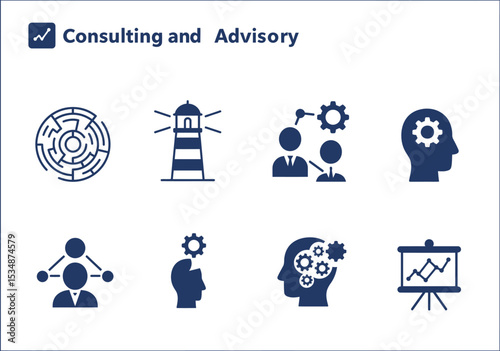 Consulting advisory services business strategy management solutions and expert guidance for success growth editable stock vector illustration