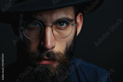 High Quality Image of Serious Hipster in Eyeglasses